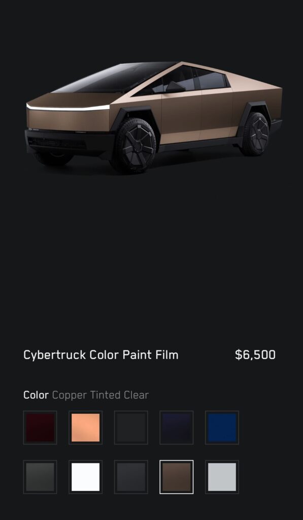 Tesla Cybertruck Wraps color shades